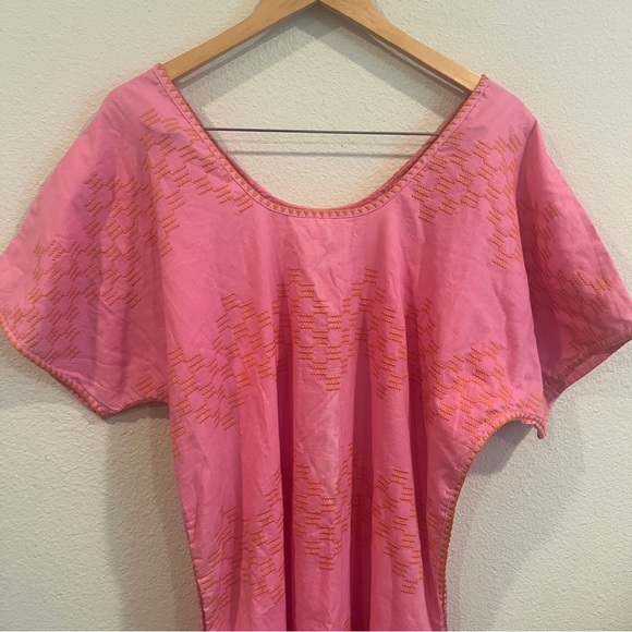 Marea by Liz Joy Nosara Caftan Size medium pink  orange embroidery maxi dress - Picture 11 of 16